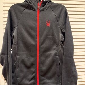 Spyder Men's Zip Up Sweater - Black and Red